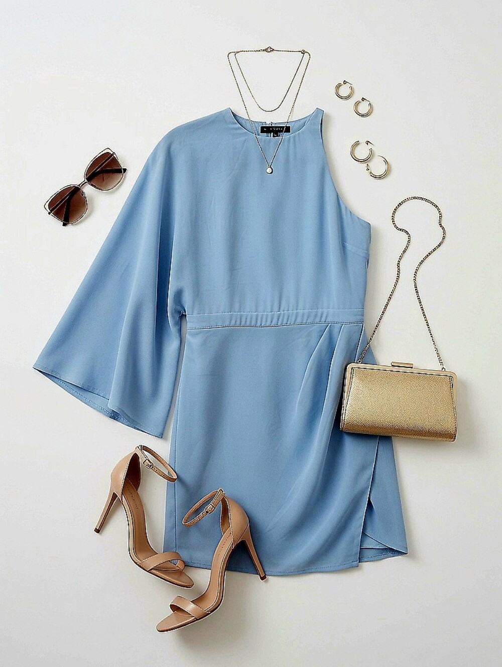 NWT! Michael Costello Powder Blue One-Shoulder Dress